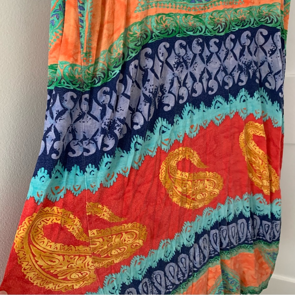 Ralph Lauren Orange Paisley Maxi Long Dress - Picture 3 of 6